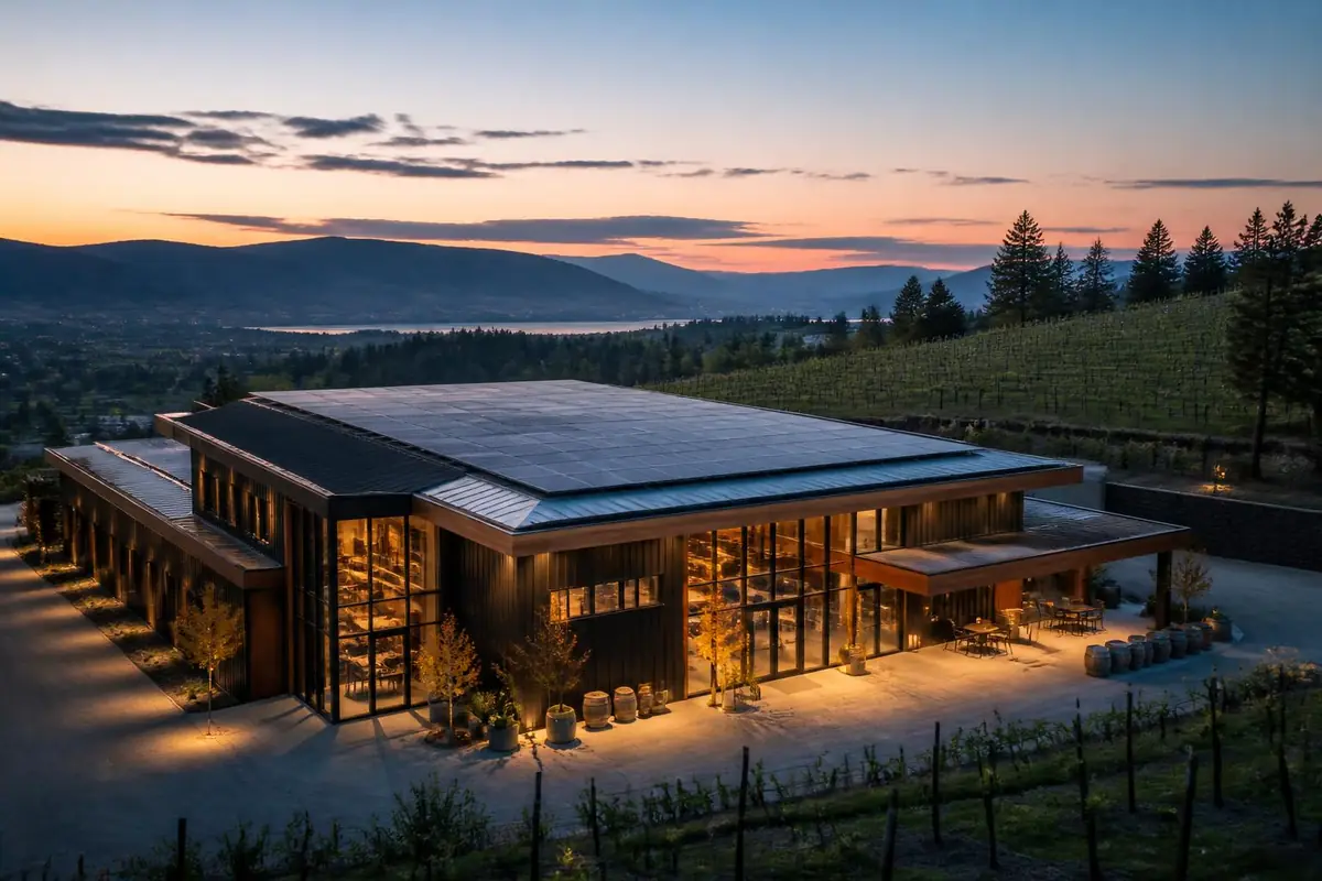 Okanagan winery with rooftop solar array